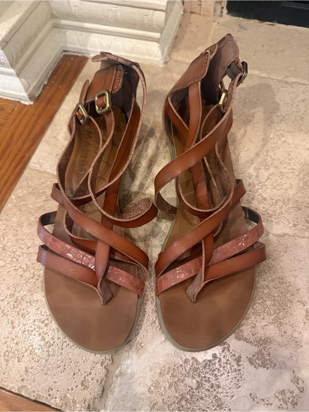 Blowfish Brown Strappy Leather Gladiator Sandals